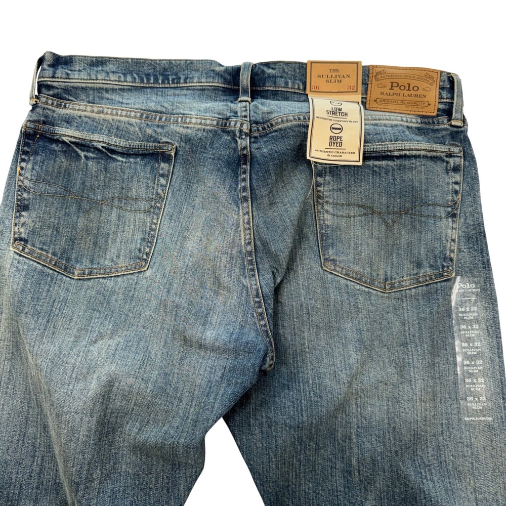 Polo Ralph Lauren Sullivan Slim Men 36x32 Blue Low Stretch Rope Dyed $138 Jeans - Picture 4 of 10